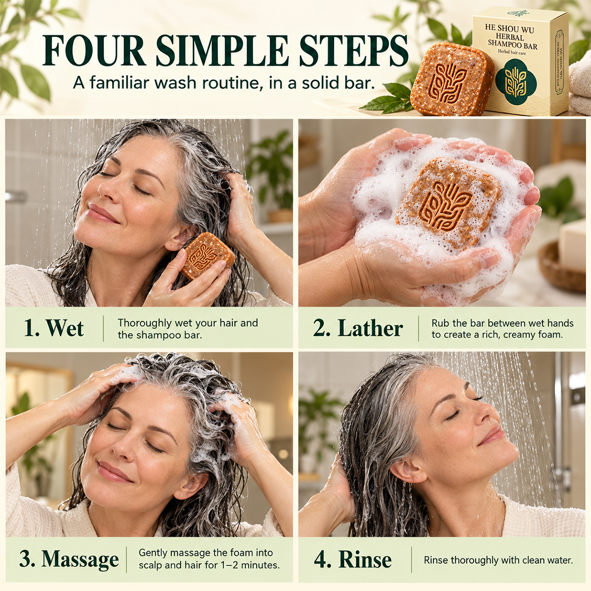 🌿 Herbal He Shou Wu Shampoo Bar with Arborvitae