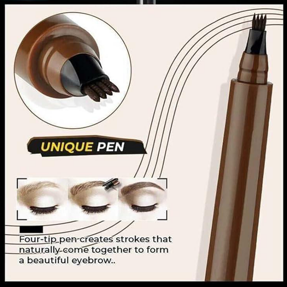 ✨Waterproof 4-Tip Beard & Eyebrow Pen – Smudge-Proof, Natural Look & Long-Lasting