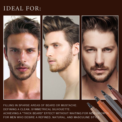 ✨Waterproof 4-Tip Beard & Eyebrow Pen – Smudge-Proof, Natural Look & Long-Lasting