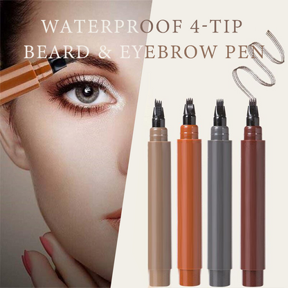 ✨Waterproof 4-Tip Beard & Eyebrow Pen – Smudge-Proof, Natural Look & Long-Lasting