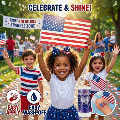 Patriotic Red White & Blue Glitter Stick