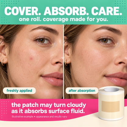 Cuttable Hydrocolloid Acne Patch Roll, Overnight Oil‑Absorbing Skin Care