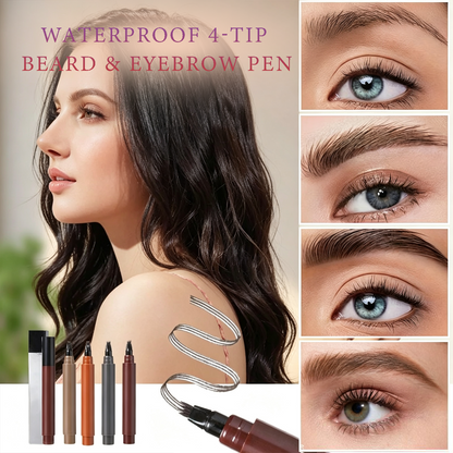 ✨Waterproof 4-Tip Beard & Eyebrow Pen – Smudge-Proof, Natural Look & Long-Lasting