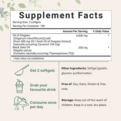 Oregano + Black Seed, Immune Softgels