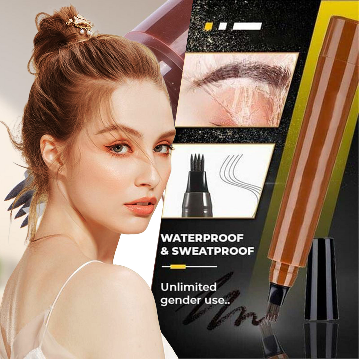 ✨Waterproof 4-Tip Beard & Eyebrow Pen – Smudge-Proof, Natural Look & Long-Lasting
