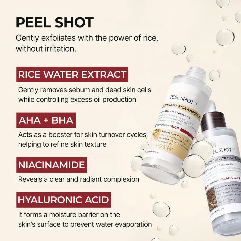 Glowing Rice Ampoule Double Effect Exfoliating Essence🌾
