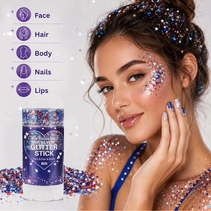Patriotic Red White & Blue Glitter Stick