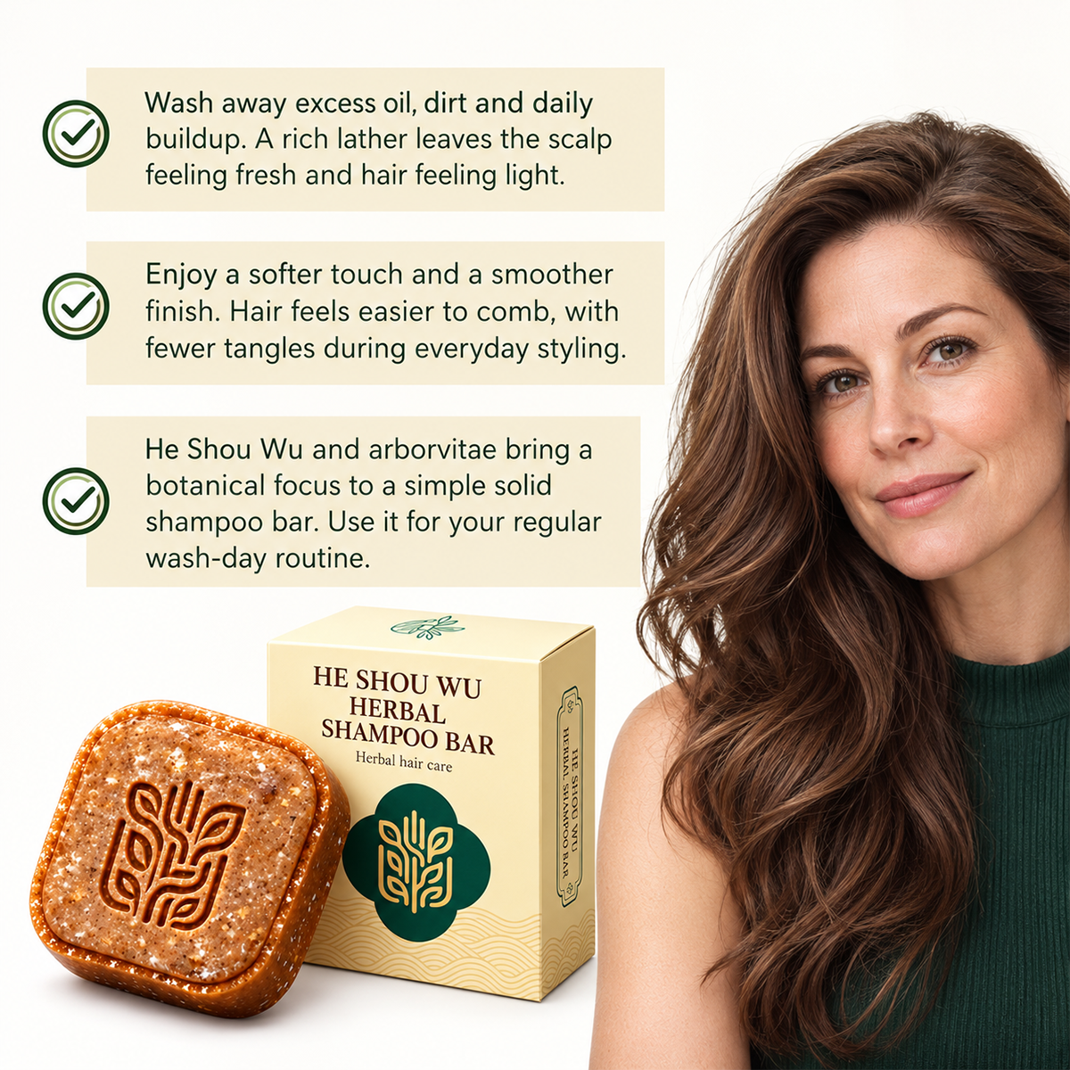 🌿 Herbal He Shou Wu Shampoo Bar with Arborvitae