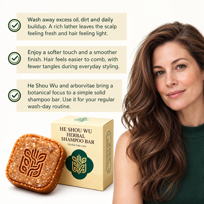 🌿 Herbal He Shou Wu Shampoo Bar with Arborvitae