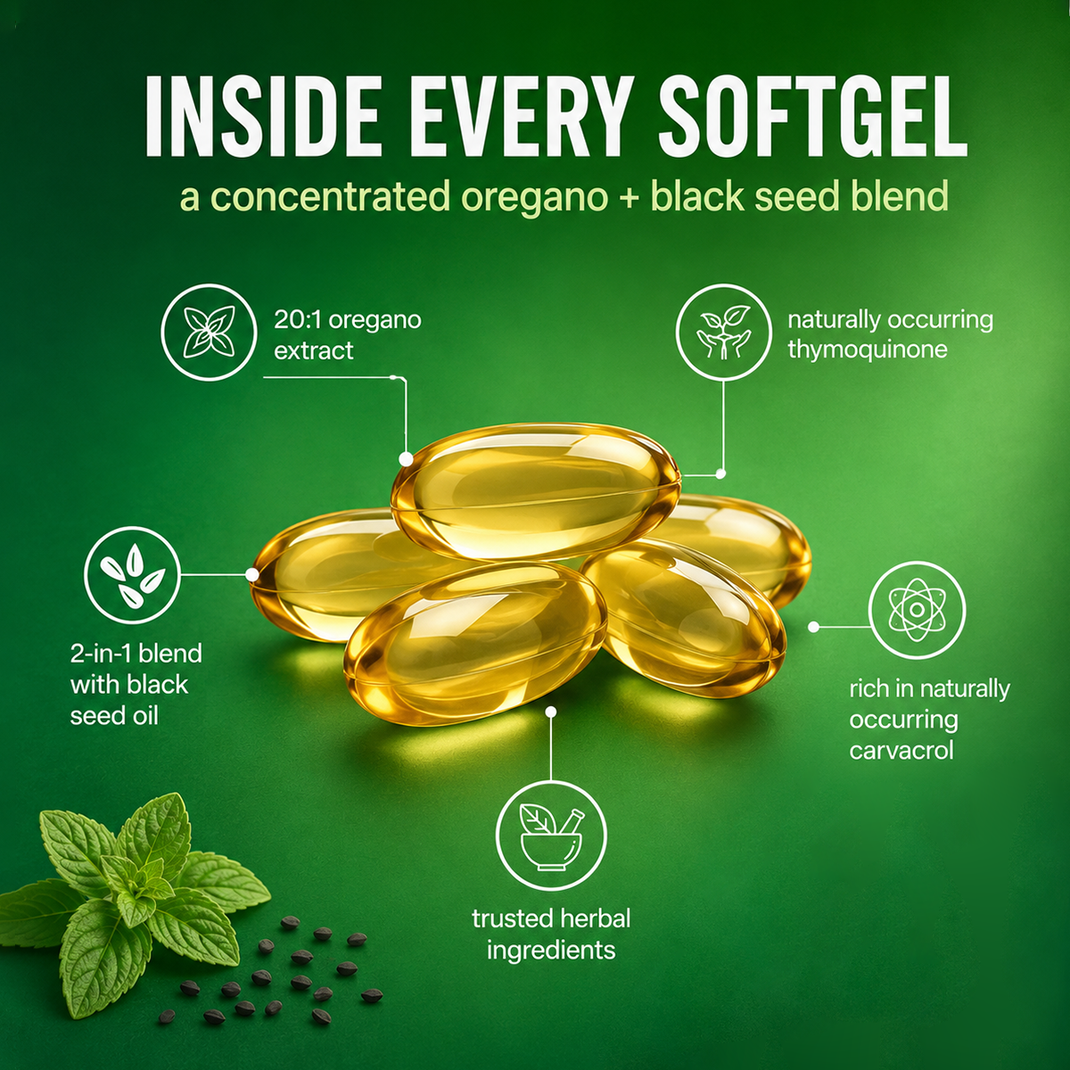 Oregano & Black Seed Oil Softgels