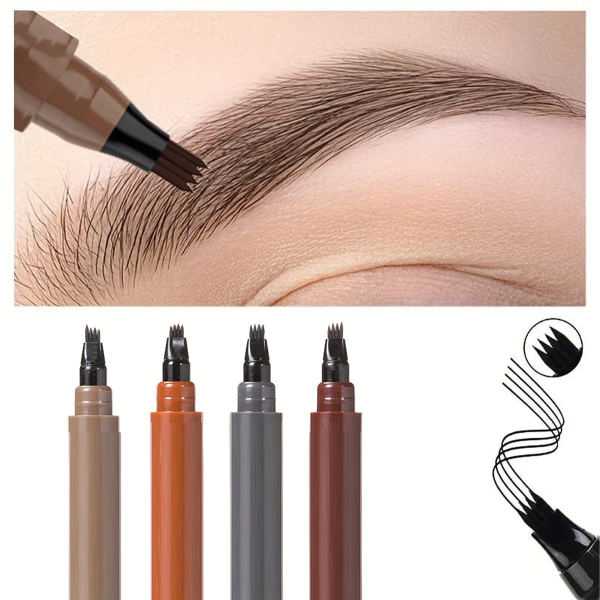 ✨Waterproof 4-Tip Beard & Eyebrow Pen – Smudge-Proof, Natural Look & Long-Lasting