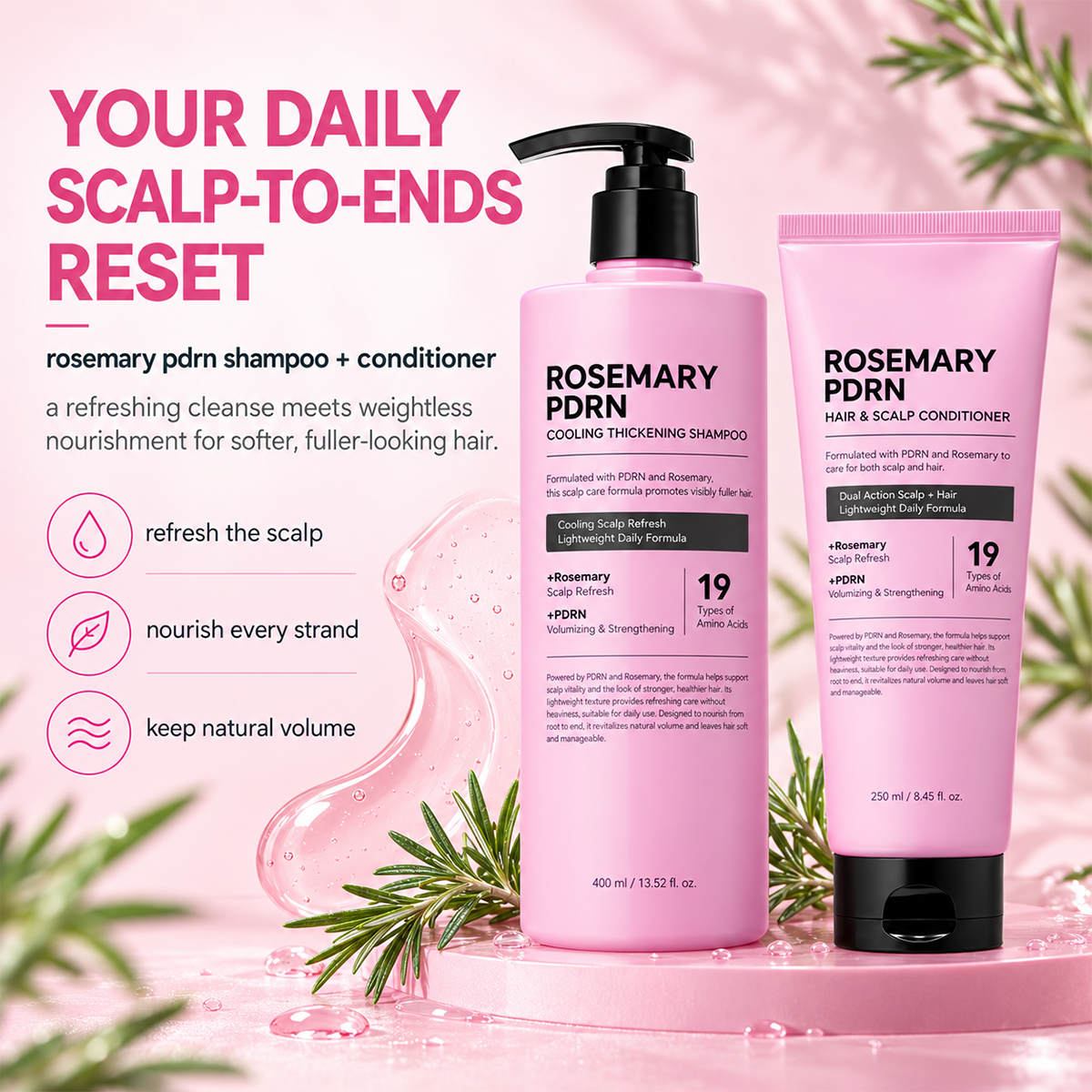 Rosemary PDRN Volumizing Shampoo & Conditioner Set