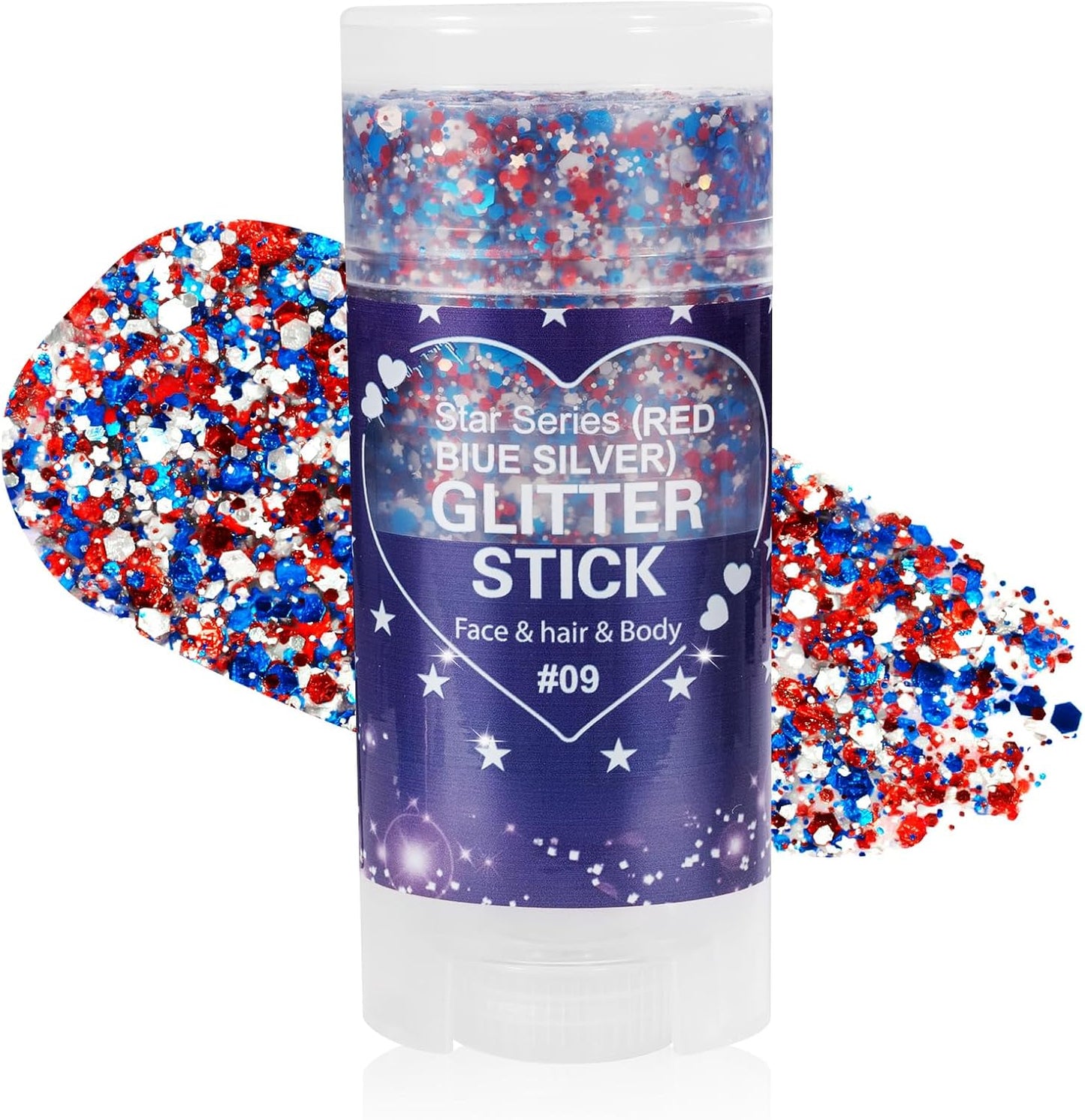 Patriotic Red White & Blue Glitter Stick