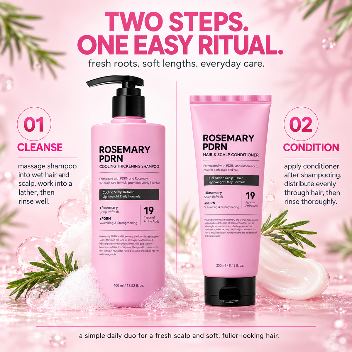Rosemary PDRN Volumizing Shampoo & Conditioner Set