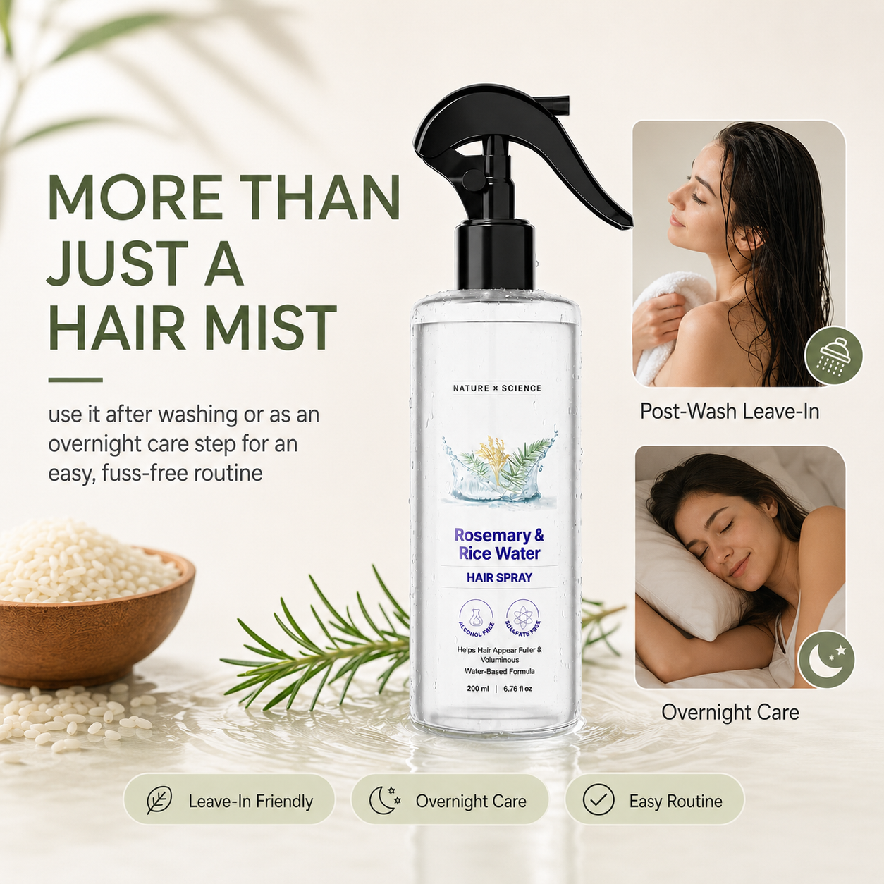 Lightweight and refreshing hair mist