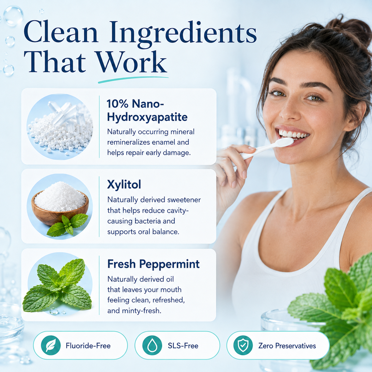 Fluoride Free Nano Hydroxyapatite Toothpaste with Fresh Mint
