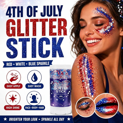 Patriotic Red White & Blue Glitter Stick