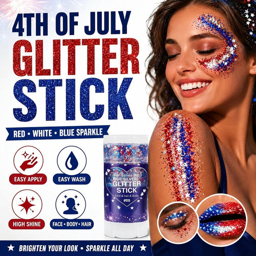 Patriotic Red White & Blue Glitter Stick