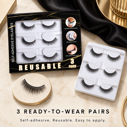 🌺Glue-Free Self-Adhesive Lashes – 3-Second, Natural & Reusable